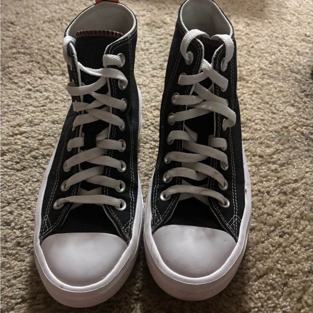Kids Black/pink High-Top Canvas Sneakers with White Sole
